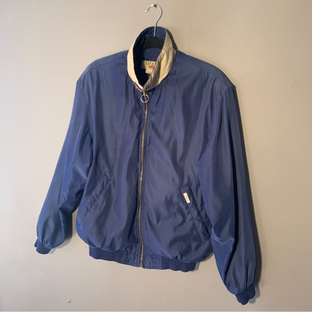 Savane Vintage Men’s Small Blue Tan Windbreaker Jacket 90’s Grandpa core